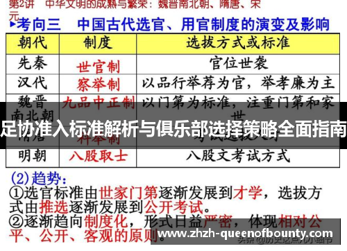 足协准入标准解析与俱乐部选择策略全面指南 足协准入标准解析与俱乐部选择策略全面指南